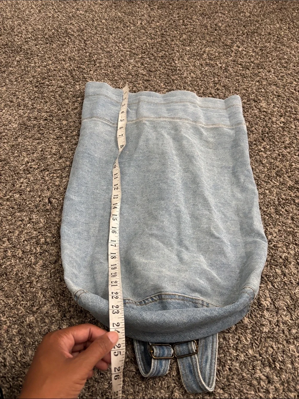 NY Line Denim Jean Cinch Napsack Backpack large boho vintage 90s school summer